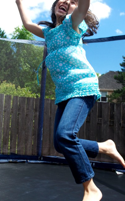 jumping on trampoline