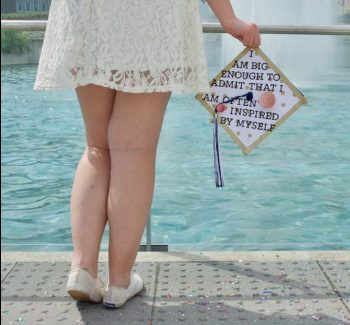 Graduation cap with the words "I am big enough to admit that I am often inspired by myself."
