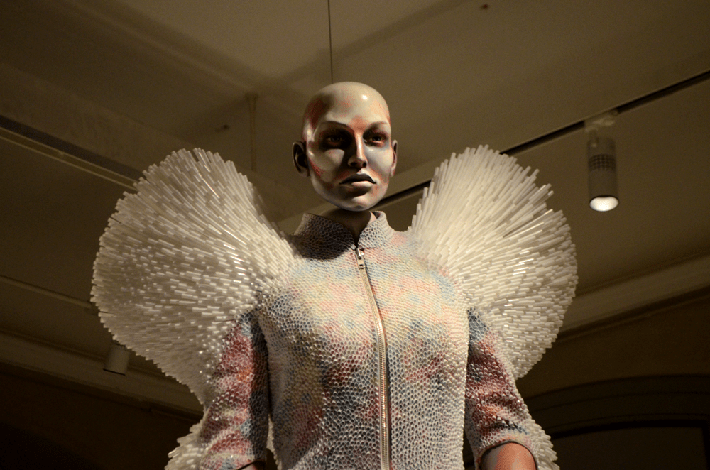 A dress made of straws at Designmuseum Danmark